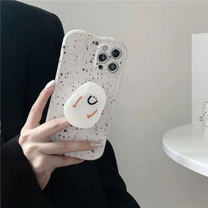 Retro Splash Ink Cute Love Bracket Soft Case For IPhone
