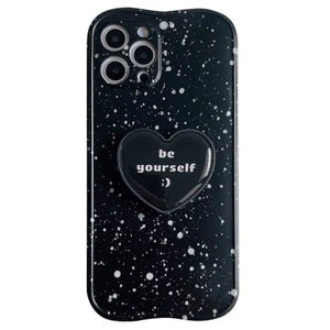 Retro Splash Ink Cute Love Bracket Soft Case For IPhone