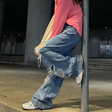Load image into Gallery viewer, Ripped High Waist Loose Straight Wide Leg Y2k Pants