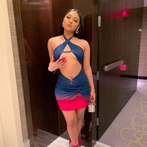 Ruched Halter Cut-Out Mini Dress