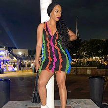 Load image into Gallery viewer, Sara Multicolor Mesh Tassel Patchwork Mini Dress