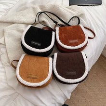 Load image into Gallery viewer, Scrub PU Leather Plush Suede Shoulder Underarm Saddle Bag