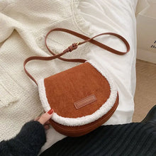 Load image into Gallery viewer, Scrub PU Leather Plush Suede Shoulder Underarm Saddle Bag