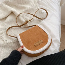 Load image into Gallery viewer, Scrub PU Leather Plush Suede Shoulder Underarm Saddle Bag