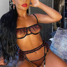 Load image into Gallery viewer, See Through Lace Mesh Bra and Panty Sheer Set