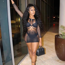 Load image into Gallery viewer, See Through Long Sleeve Bodycon Mini Dress