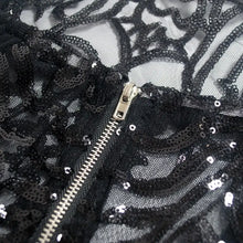 Load image into Gallery viewer, See Through Mesh Sequin Halter Backless Jumpsuit