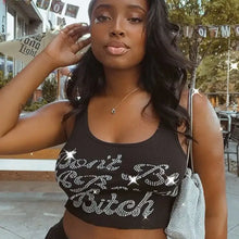 Load image into Gallery viewer, Sequined Letter Print Sleeveless Sexy Crop Top