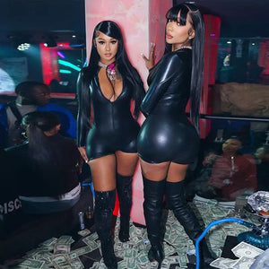 Serenity Long Sleeve Bodycon Streetwear Black Romper - S