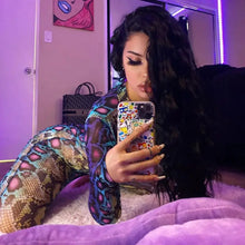Load image into Gallery viewer, Serpentine Print O-neck Long Sleeve Jumpsuit