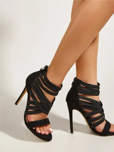 Sexy Open Toe Gladiator High Heel Shoes - black / 38 / CN