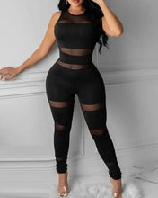 Load image into Gallery viewer, Sheer Mesh Sleeveless Skinny Jumpsuit - black / XL