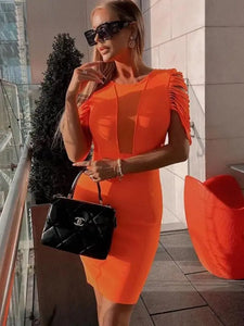 Short Sleeve Tassel O-Neck Midi Bodycon Dress