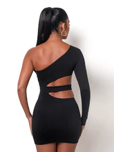 Load image into Gallery viewer, One Shoulder Backless Bandage Cut Out Mini Dress