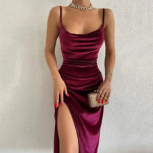 Load image into Gallery viewer, Off Shoulder Velvet Midi Bodycon Dress - S / Burgundy