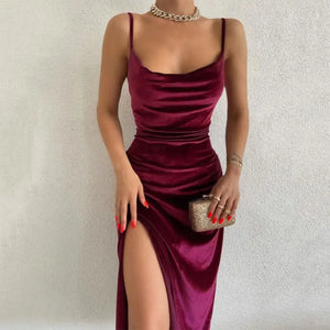 Off Shoulder Velvet Midi Bodycon Dress - S / Burgundy