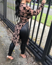 Load image into Gallery viewer, Side Split Longline See-through Floral Print Top