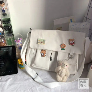 Simple Korean Crossbody Cute Casual Satchel Bag - 4 badge