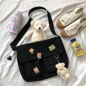 Simple Korean Crossbody Cute Casual Satchel Bag - 4 badge