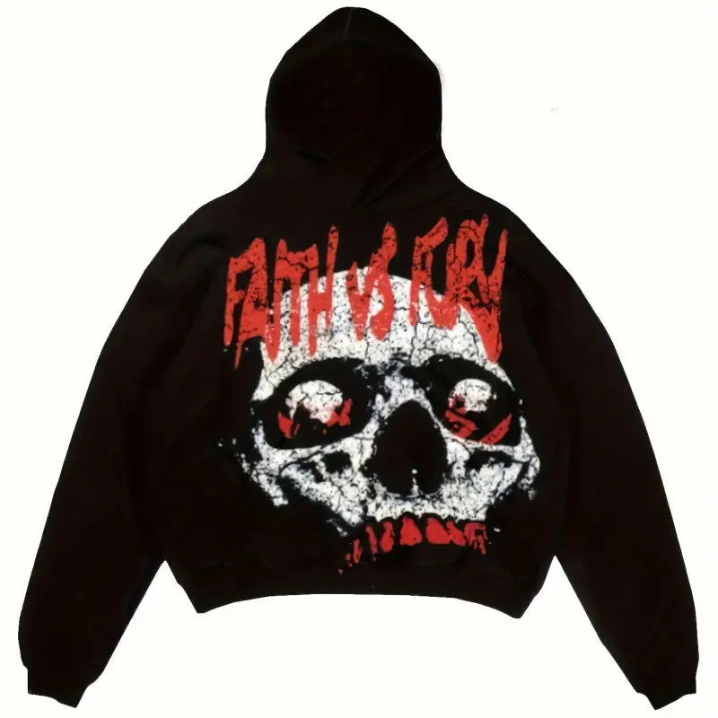 Skull Letter Print Hoodie Casual Womens Long Sleeve