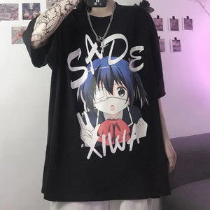 Sky Blue Anime Oversize Streetwear Tee - 10 / XXL