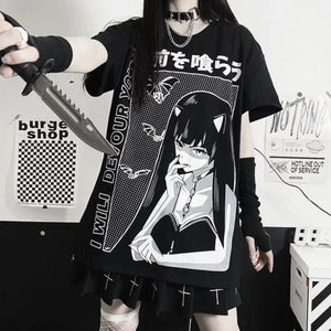 Sky Blue Anime Oversize Streetwear Tee - 2 / M