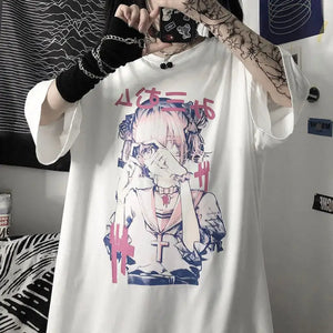 Sky Blue Anime Oversize Streetwear Tee - 6 / XXL