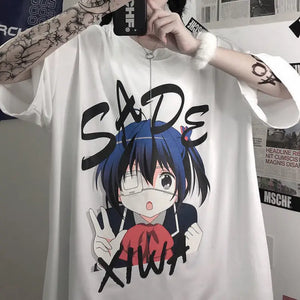 Sky Blue Anime Oversize Streetwear Tee - 9 / S