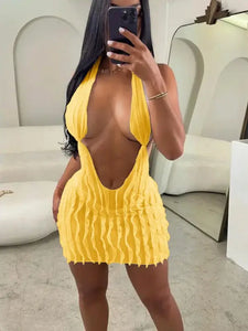 Slayr Deep V Neck Halter Bodycon Dress for Women