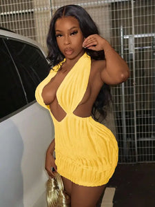 Slayr Deep V Neck Halter Bodycon Dress for Women
