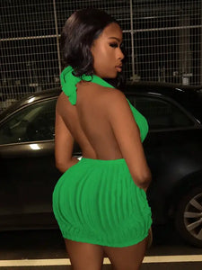 Slayr Deep V Neck Halter Bodycon Dress for Women