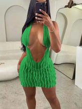 Load image into Gallery viewer, Slayr Deep V Neck Halter Bodycon Dress for Women - Green