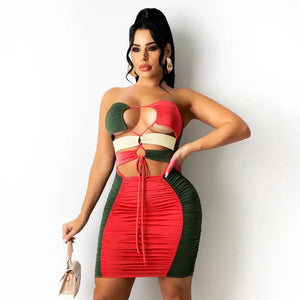 Sleeveless Backless Hollow Up Ruched Bodycon Dress