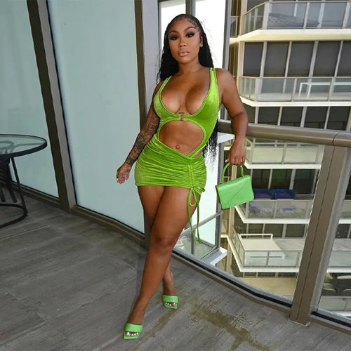 Sleeveless Backless Patchwork Bodysuit Two-Piece Set