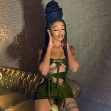 Load image into Gallery viewer, Sleeveless Bandage Bodycon Hallow Out Dress - Dark green / L
