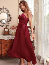 Load image into Gallery viewer, Sleeveless Deep V Neck Ruched Long Dress