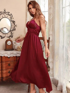 Sleeveless Deep V Neck Ruched Long Dress
