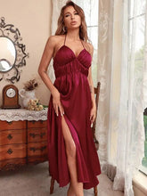 Load image into Gallery viewer, Sleeveless Deep V Neck Ruched Long Dress