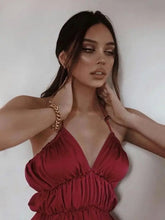 Load image into Gallery viewer, Sleeveless Deep V Neck Ruched Long Dress