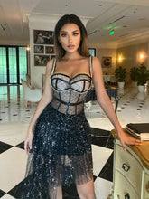 Load image into Gallery viewer, Sleeveless Diamond Sequined Top &amp; Mini Skirt