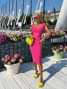 Sleeveless V-Neck Bandage 2-Piece Set