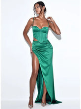 Load image into Gallery viewer, Sling Crop Top &amp; Draped Long Skirt Set