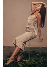 Load image into Gallery viewer, Sling Halter Crop Top &amp; Lace Up Midi Skirt