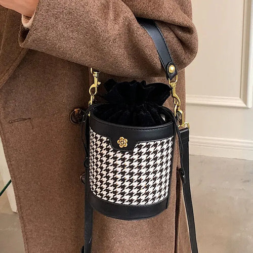 Small Bucket PU Leather Crossbody Bag