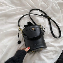 Load image into Gallery viewer, Small Bucket PU Leather Crossbody Bag - black