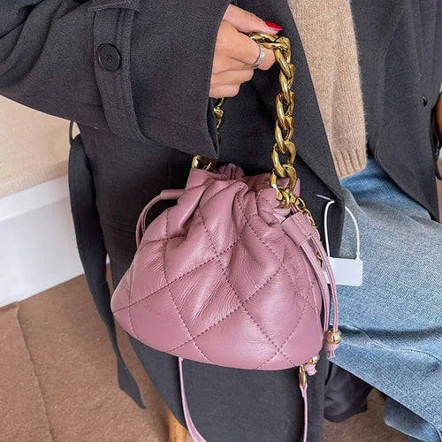 Small PU Leather Bucket Crossbody Bag
