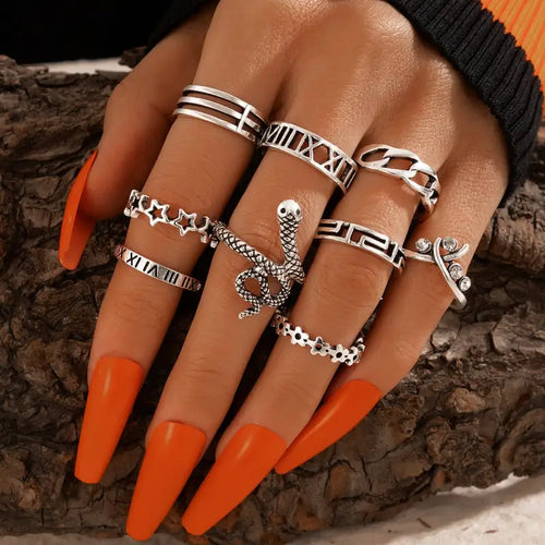 Snake Adjustable Bague Ring Set