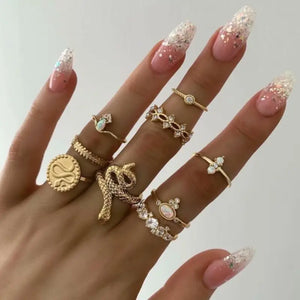 Snake Adjustable Bague Ring Set - b