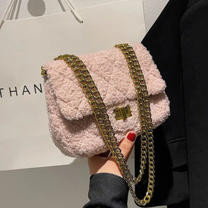 Soft Faux Fur Flap Crossbody Bag