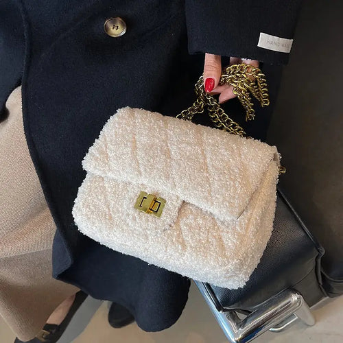 Soft Faux Fur Flap Crossbody Bag